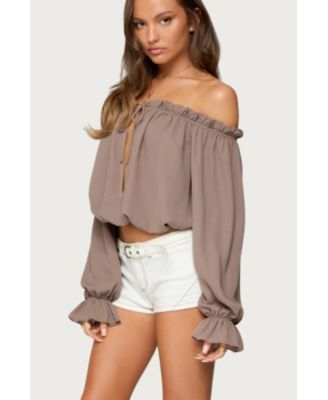 Women's Juna Off Shoulder Ruffle Chiffon Top