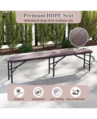 2PCS 6 ft Plastic Folding Bench Portable Fold-in-Half Seat w/ 1320 LBS Capacity