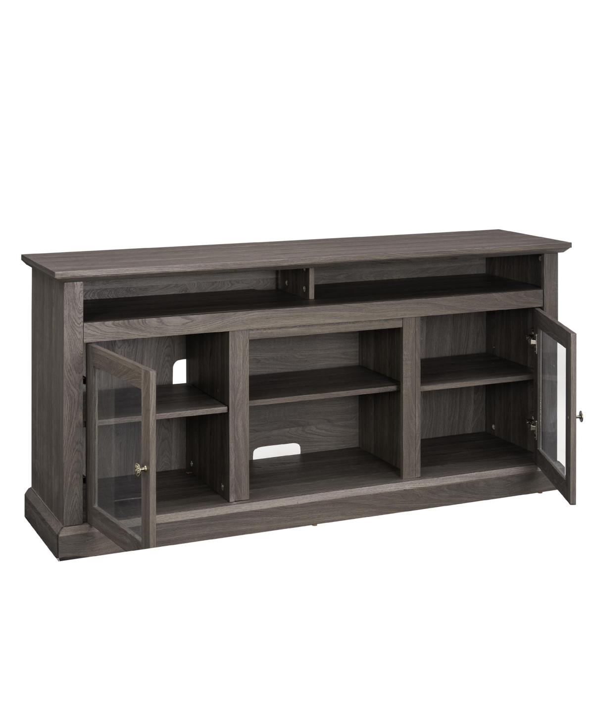 Retro Grey Storage Bathroom Cabinet with Open Shelves - Dark grey