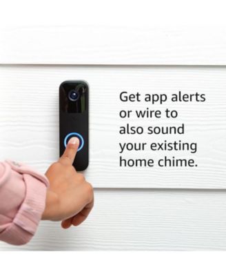 Smart Wi-Fi Video Doorbell Wired/Battery with 2 Way Audio with Alexa - Black