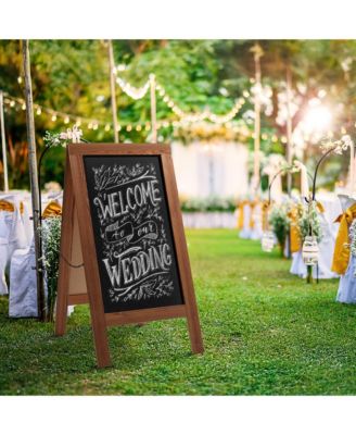 40" x 20" A Frame Chalkboard Sign, Rustic Brown Double-Sided Magnetic Wooden Menu Board for Cafes, Sandwich Shops, Sidewalks, and Weddings