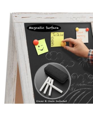 40" x 20" A Frame Chalkboard Sign, Rustic Brown Double-Sided Magnetic Wooden Menu Board for Cafes, Sandwich Shops, Sidewalks, and Weddings