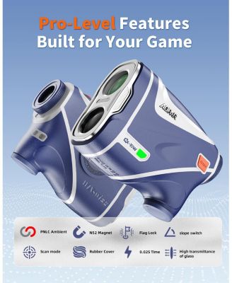 GX-10W Golf Rangefinder with Exclusive Auto RED Display Adjustment, Max N52 Magnet for Absorbing Anywhere, Independent Slope Switch Button with Indicator Light, Full Accessories, IPX4 Waterproof