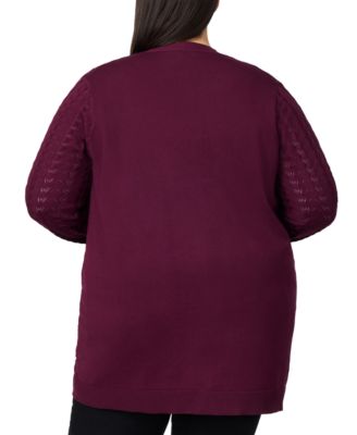 Plus Size Pointelle Cardigan Sweater