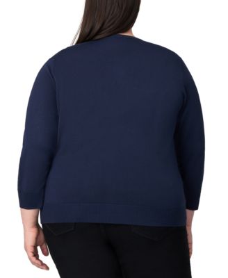 Plus Size 3/4-Sleeve Cardigan Sweater