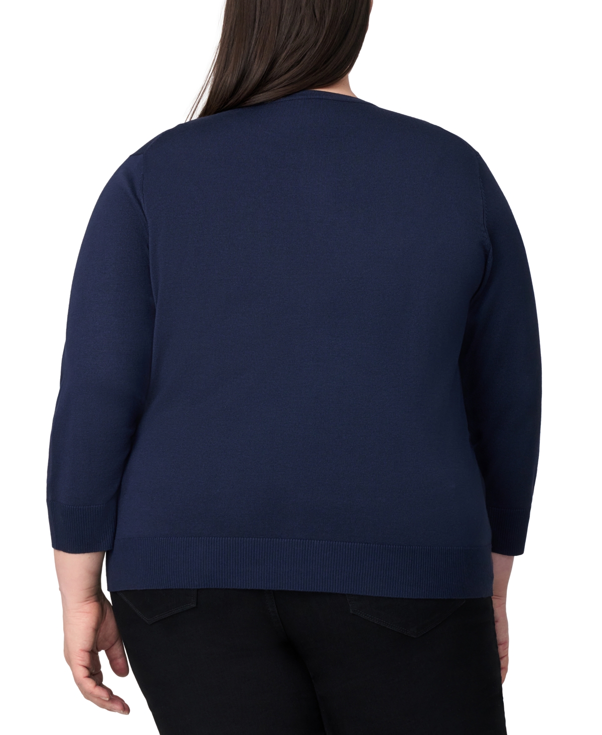 Melissa Paige Plus Size 3/4-sleeve Cardigan Sweater In Blue