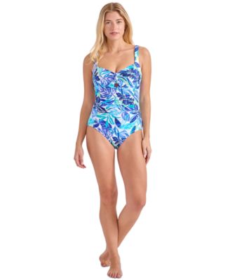 Tommy Bahama - Women's Printed Tie-Front Tummy-Control One-Piece Swimsuit