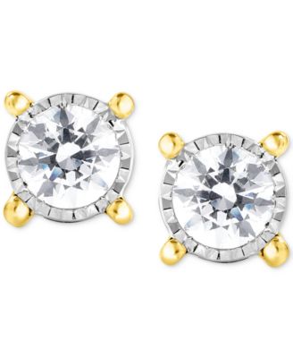 Diamond Solitaire Stud Earrings (1/3 ct. t.w.) in 14k Two Toned Gold