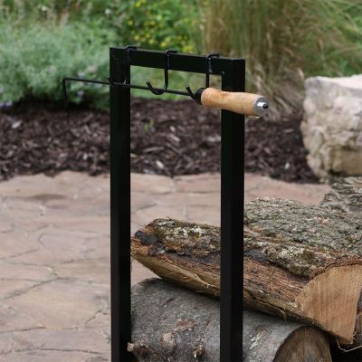 Outdoor Steel Firewood Log Rack Holder with Weather-Resistant Heavy-Duty Polyester Log Rack Cover - 30" - Black