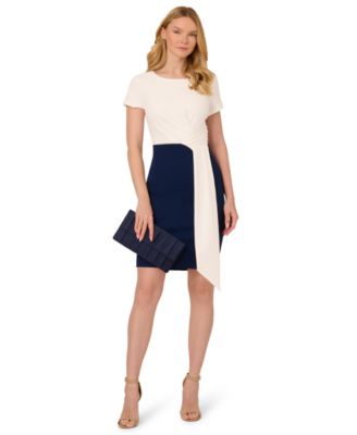 Adrianna Papell - Women's Colorblocked Draped Sheath Dress