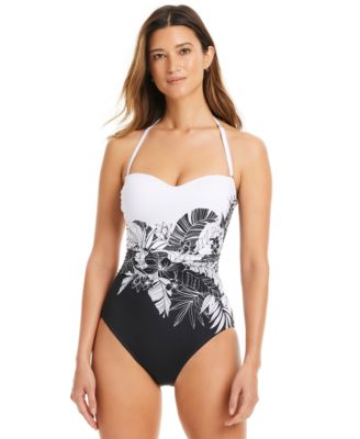 Women's Double Duty Two-Tone Bandeau One-Piece Swimsuit