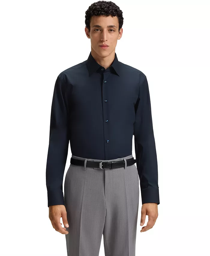 Men's Stretch-Cotton Poplin Regular-Fit Dress Shirt