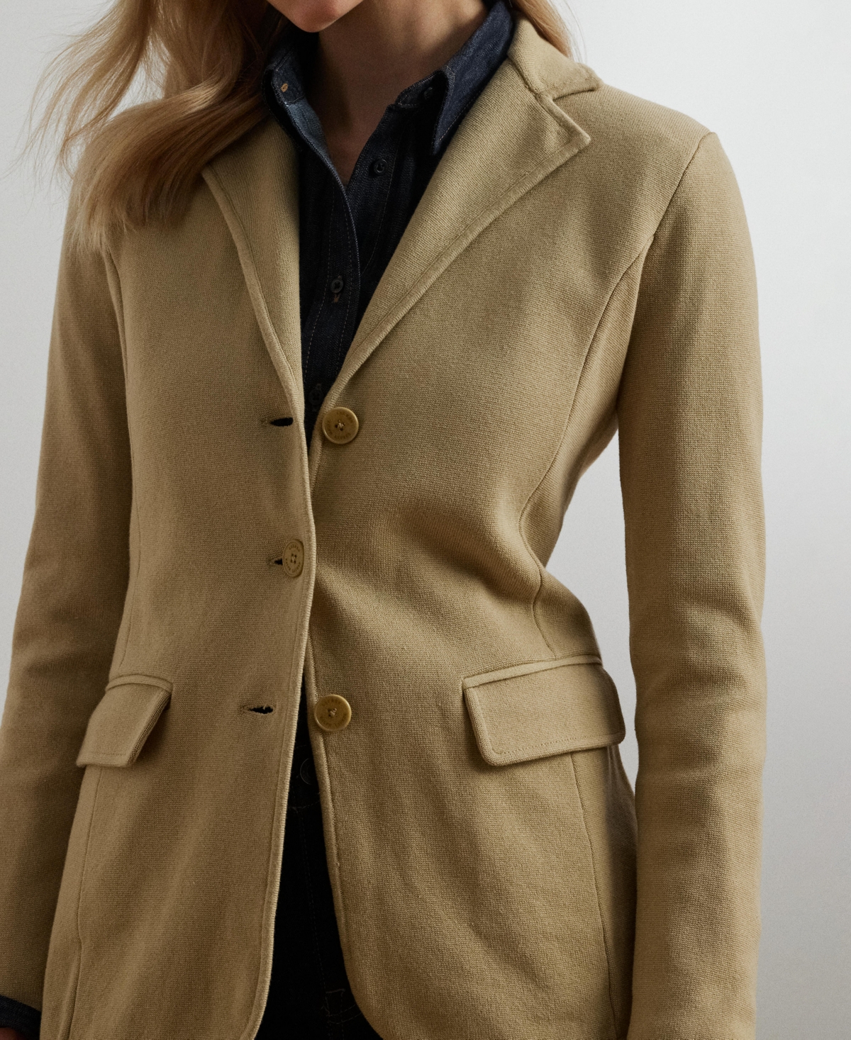 Ralph Lauren Sweater-knit Blazer In Brown