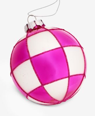 Merry Magic Pink Checkered Ball Ornament, Macy's Exclusive