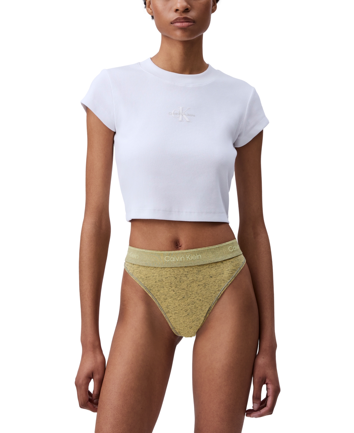 Calvin Klein Women's Icon Cotton Stretch Tanga Underwear Qf8333 In Green