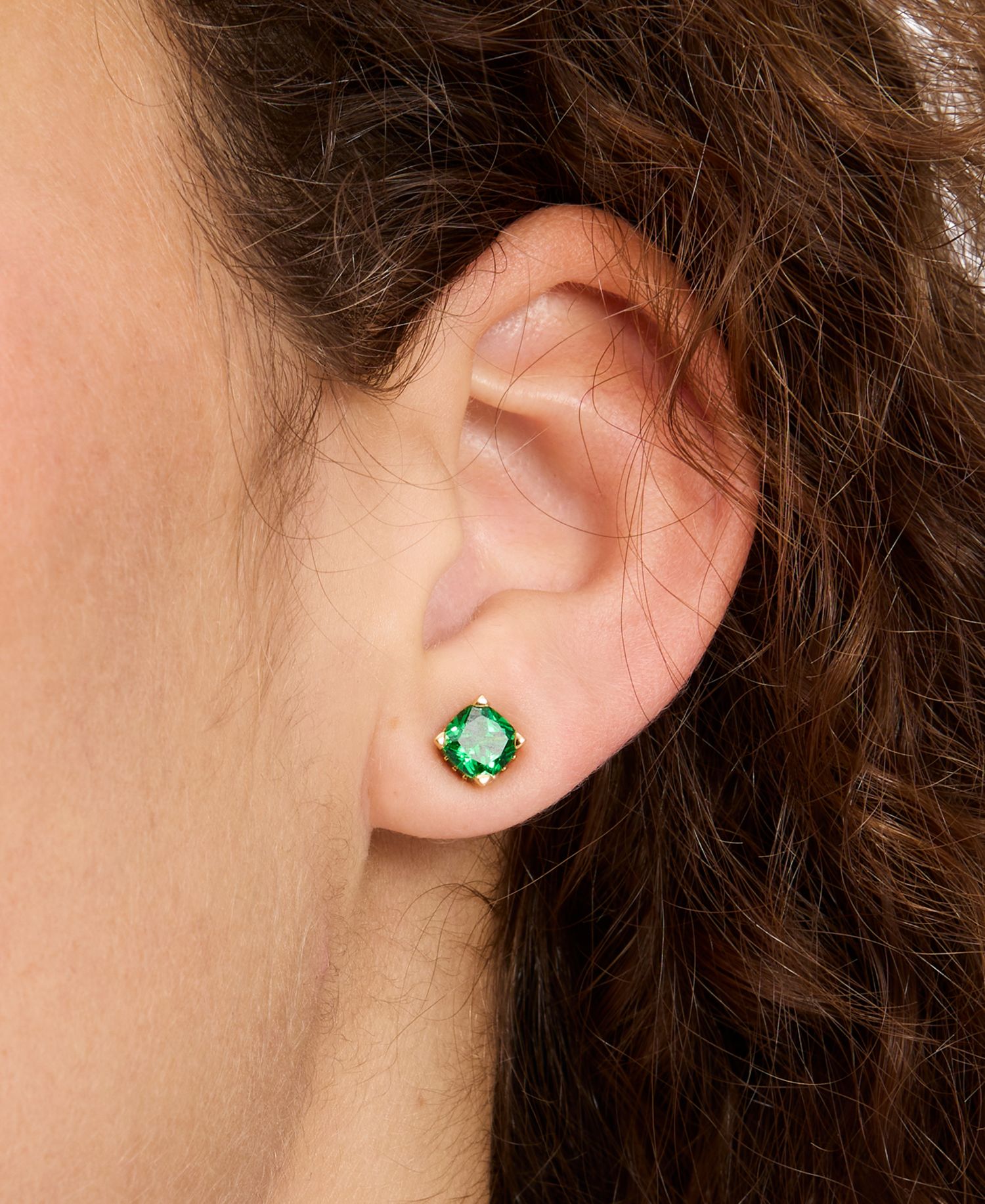 Color Cubic Zirconia Square Stud Earrings