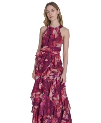 Eliza J - Women's Printed Sleeveless Halter Gown