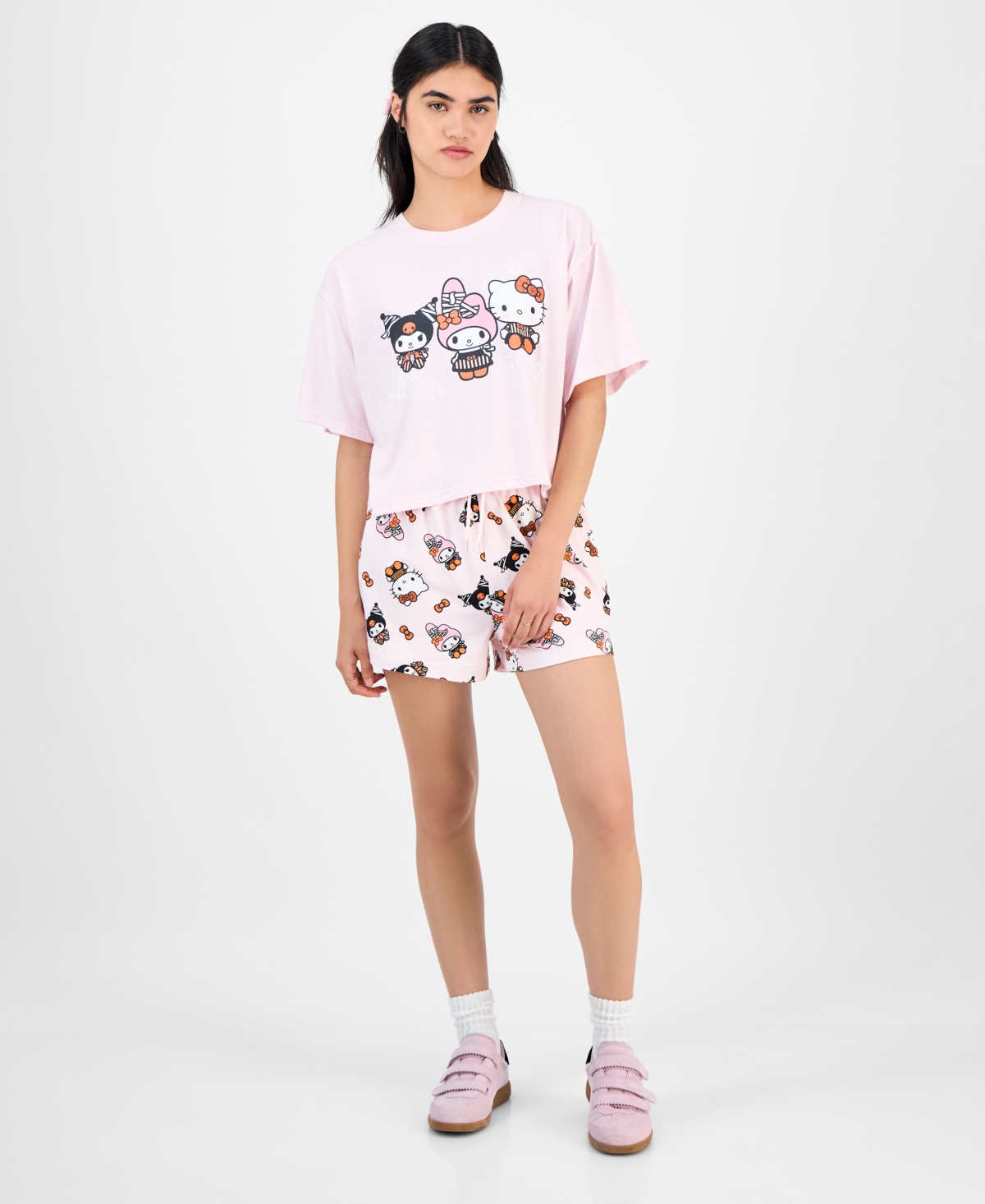 Love Tribe Juniors' Spooky My Melody Trio T-shirt In Pink