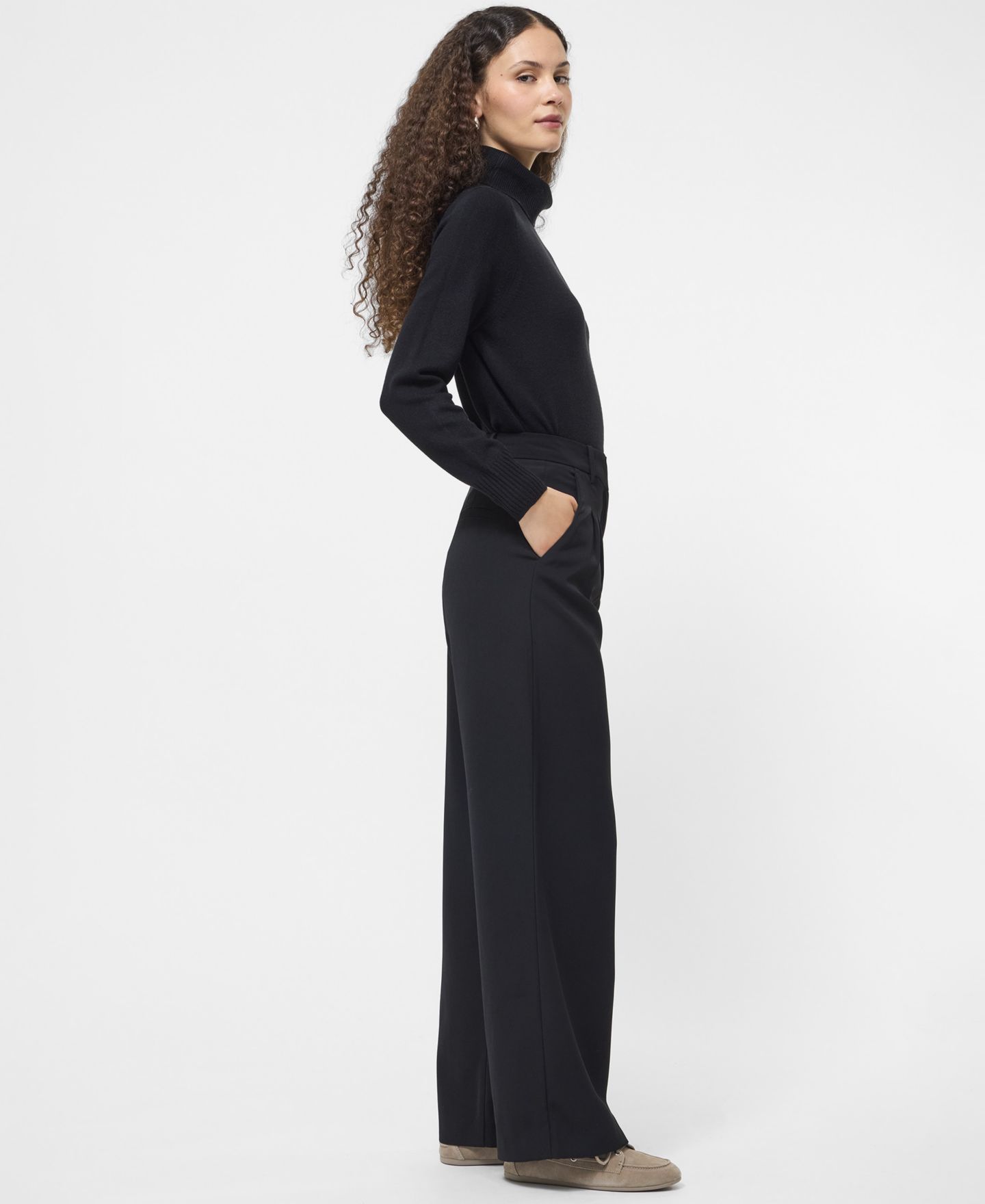 Женские брюки French Connection Harrie Wide-Leg Suiting, цвет: Чёрный — фото 4