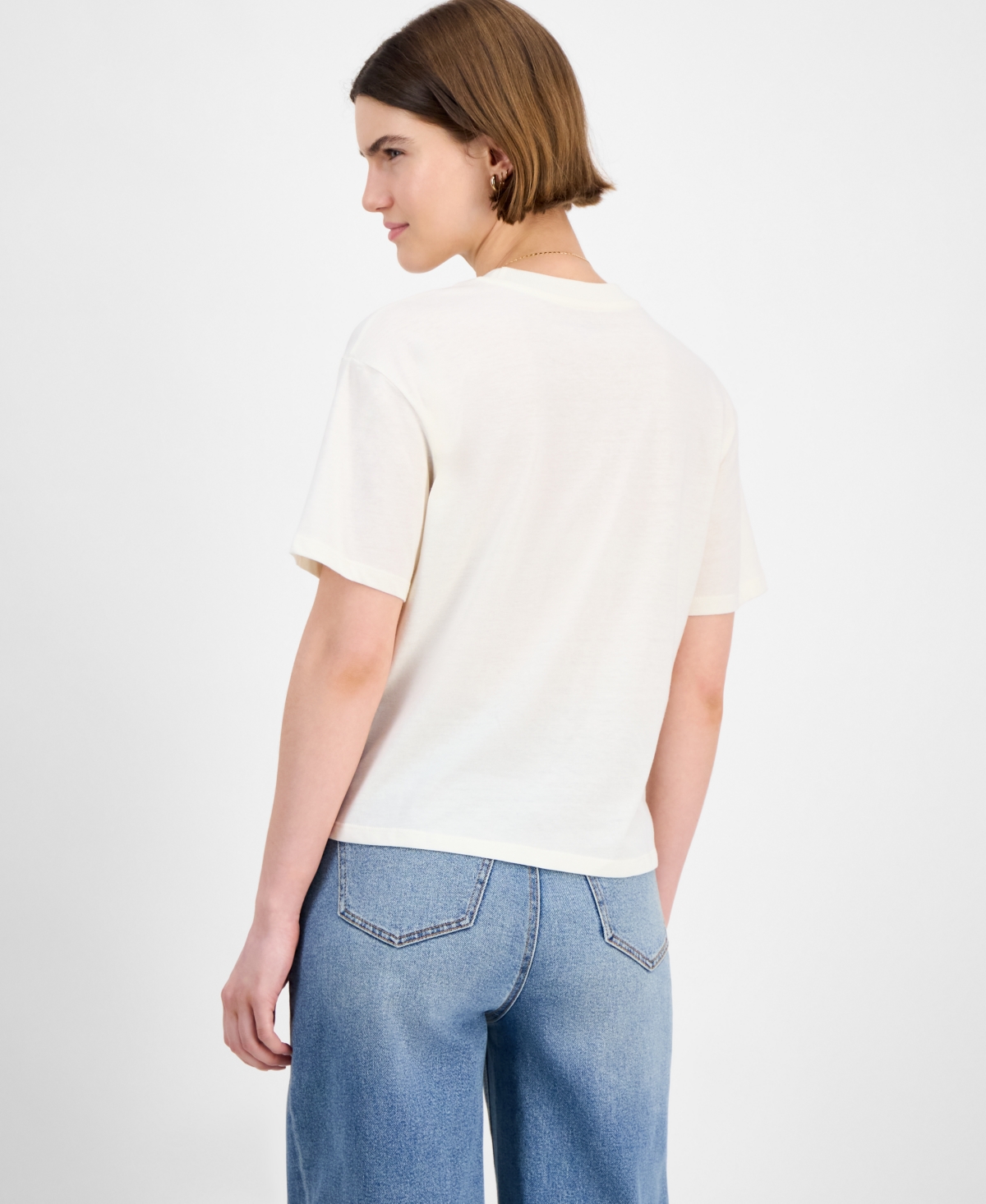 Rebellious One Juniors' Cropped Bon Voyage T-shirt In White