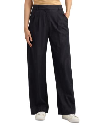 BCX - Juniors' Chalk Stripe Wide-Leg Suit Pants