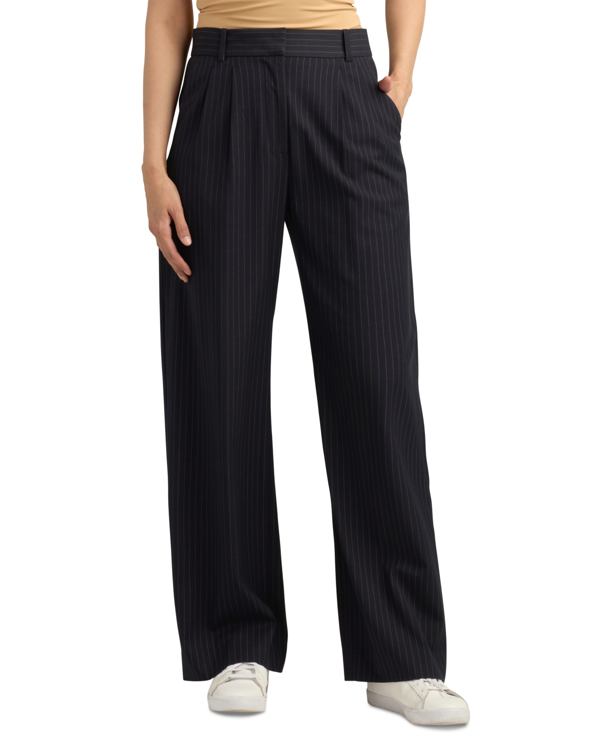 Juniors' Chalk Stripe Wide-Leg Suit Pants - Color 3