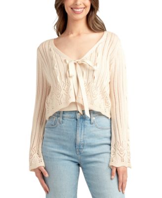 BCX - Juniors' Tied Ribbon Knit Cardigan