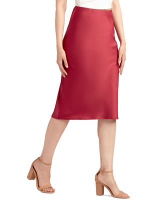 Juniors' Solid Stretch Satin Pull-On Skirt