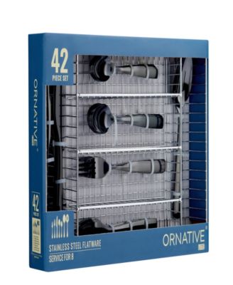 Kaede 42-Pc. Flatware Set with Wire Caddy, Service for 8