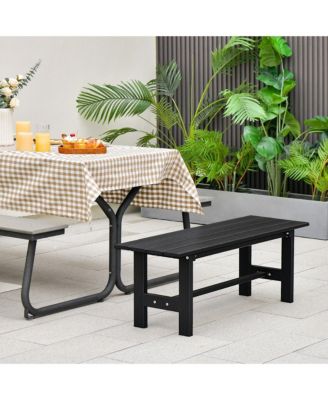 Outdoor HDPE Bench w/ Metal Frame 47'' x 14'' x 16'' for Yard Garden