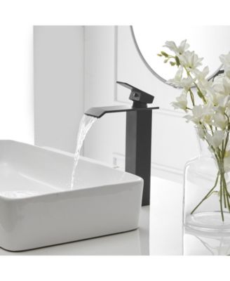 Waterfall Single Hole Single Handle Bathroom Vessel Sink Faucet in Matte Black