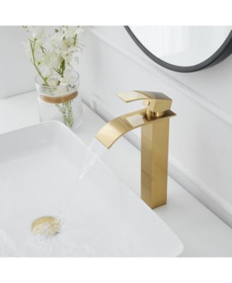 Waterfall Single Hole Single Handle Bathroom Vessel Sink Faucet With Pop-up Drain Assembly