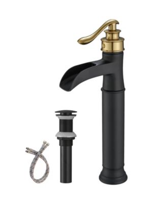 Waterfall Single Hole Single Handle Bathroom Vessel Sink Faucet with Pop-up Drain Assembly