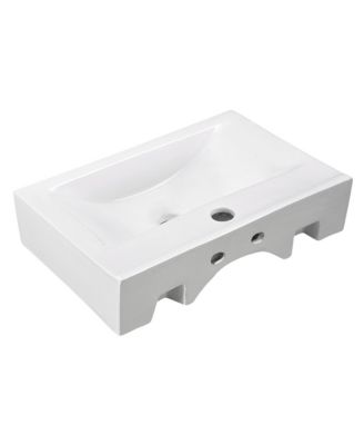 18 1/8" x 12 3/16" x 4 5/16" Wall Mount Ceramic Sink with Modern Bathroom Single Handle Faucet Chrome Combo