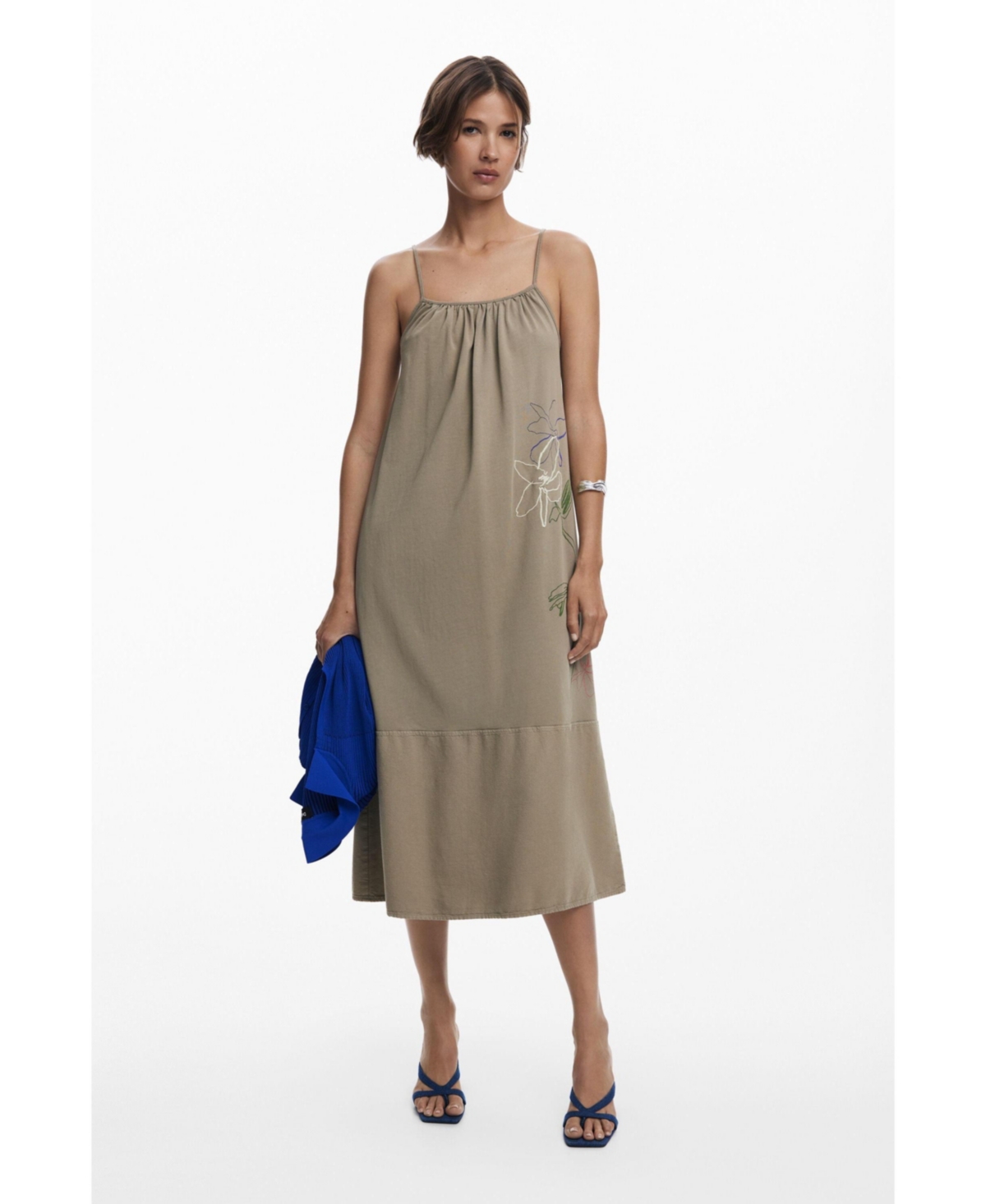 Women's Straight neckline dress - Medium gray