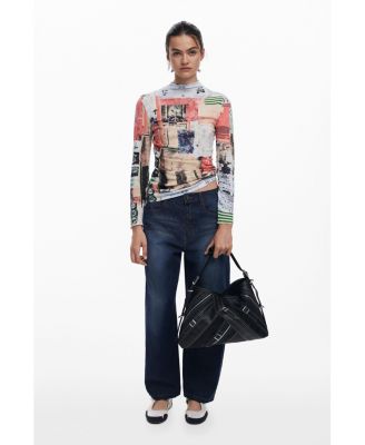 Women's Medium faux leather bag with buckles