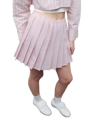 Women's Striped Pleated Mini Skirt