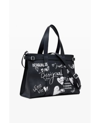 Women's Large faux leather shopper bag with letters