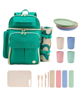 Picnic Backpack with Insulated Compartments & Picnic Mat
