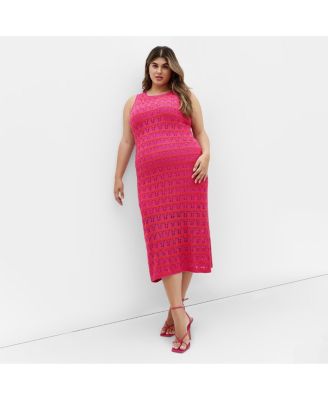 Plus Size Crochet Stripe Dress