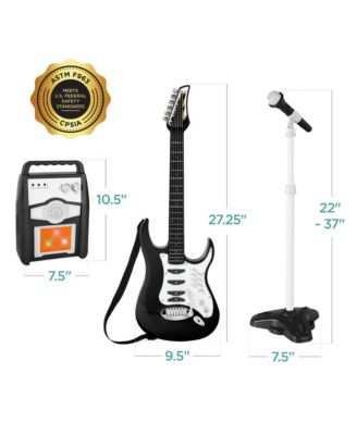 Kids Electric Musical Guitar Toy Play Set w/ 6 Demo Songs, Whammy Bar, Microphone, Amp, AUX
