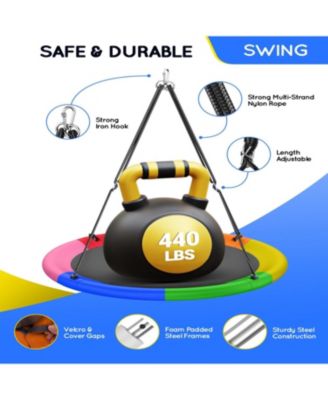 Upgraded 43" Heavy-Duty UFO Tree Swing for All Ages - 700LB Ultra Capacity, Weatherproof Hanging Saucer Seat with Adjustable Straps