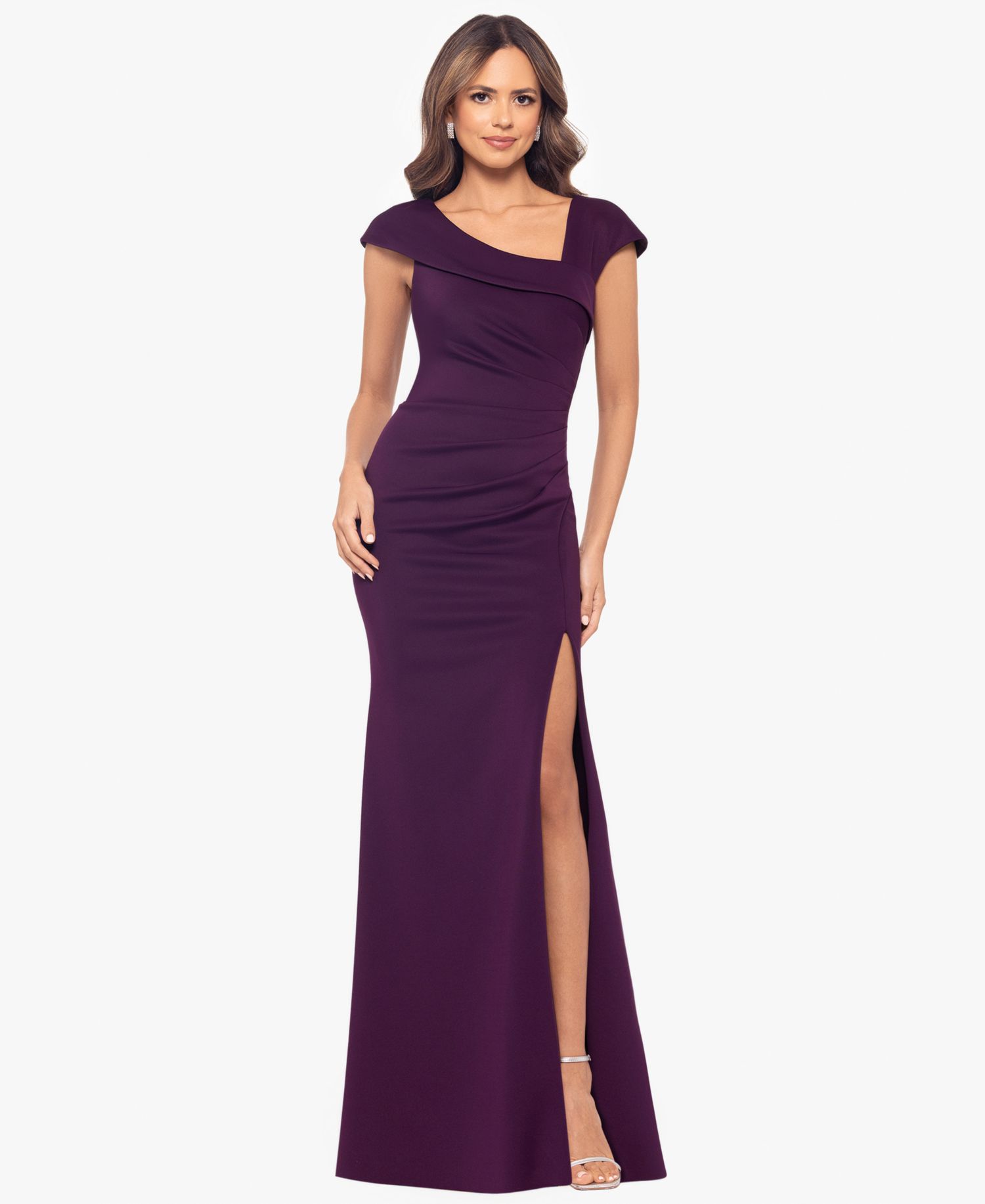 Women's Asymmetric-Neck Side-Slit Gown