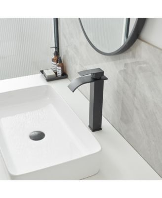 Waterfall Single Hole Single Handle Tall Bathroom Vessel Sink Faucet With Supply Hose in Polished Chrome