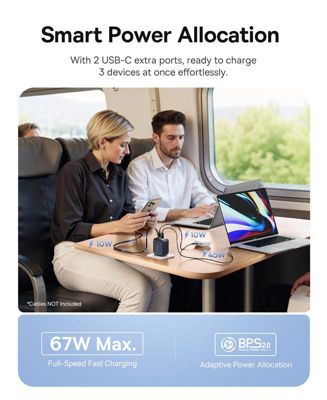 Enercore with Single Retractable USB-C Cable Charger 67W