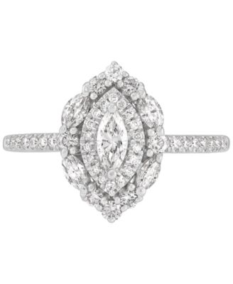 Diamond Marquise Double Halo Engagement Ring (3/4 ct. t.w.) in 14k White Gold