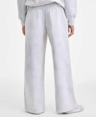 Juniors' Camo Print Wide-Leg Fleece Sweatpants