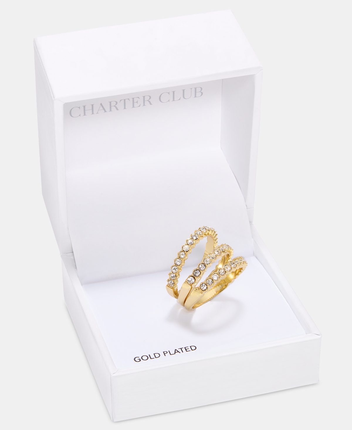 Charter Club 3-pc. Set Pave Band Rings, Macy's Exclusive In Gold