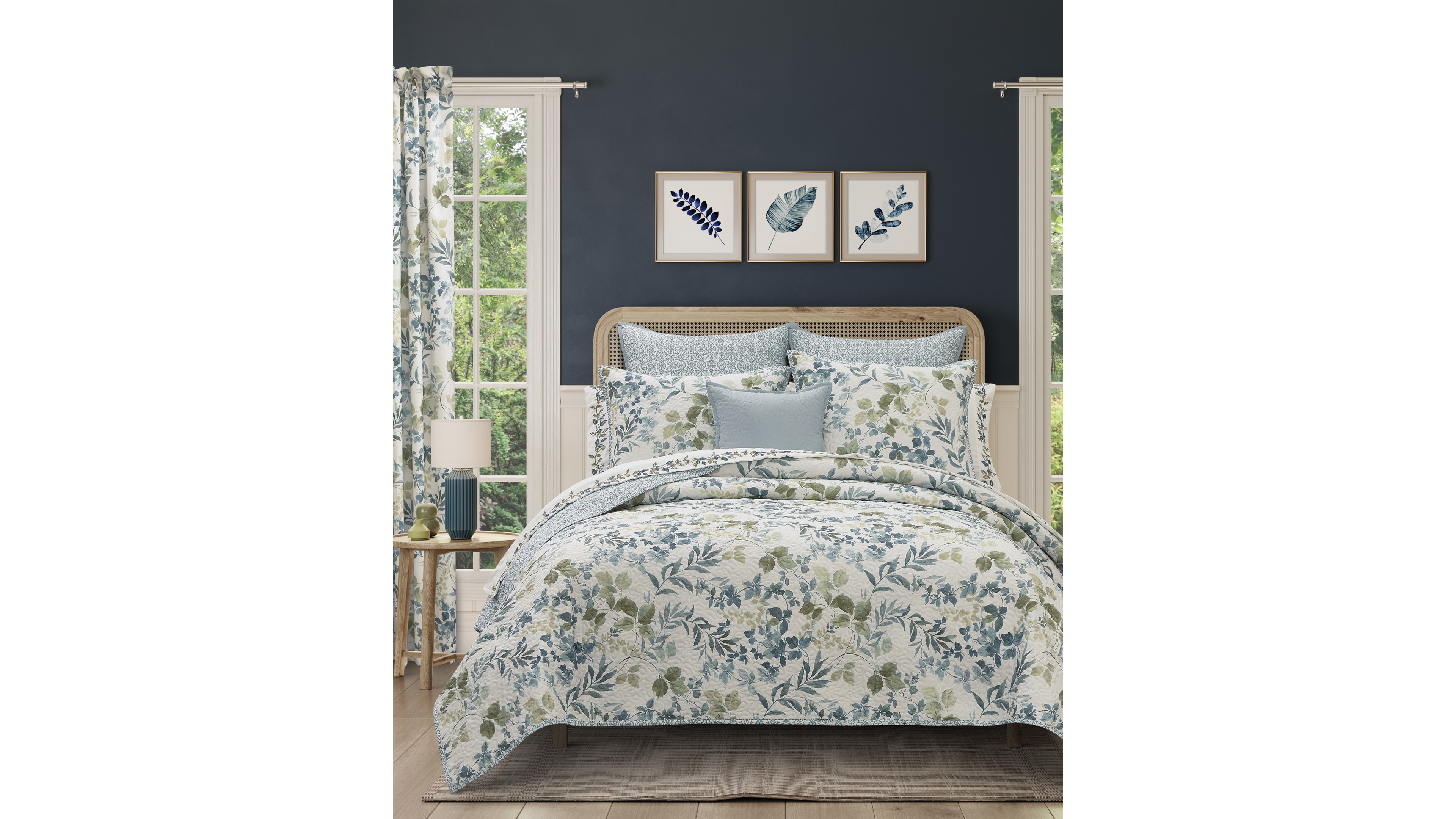 Royal Court Evergreen Botanical Leaf 3-Pc. Quilt Set, Twin/Twin Xl