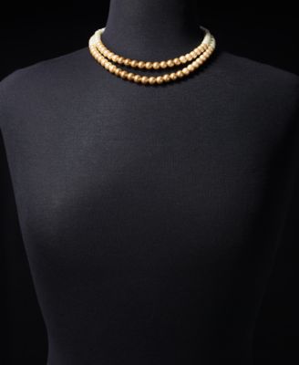 Imitation Pearl Layered Collar Necklace, 16" + 2" extender